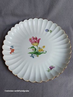 Meissen porcelain large plate decorative bowl flowers motif Ø approx. 28 cm