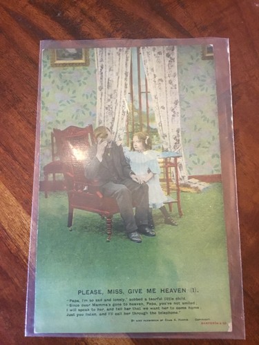 Belle Cartoline Religiose Circa 1910 Parte del Set Miss, Please give me Heaven mor - Foto 4 di 7
