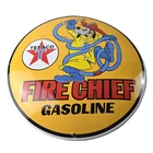 Vintage Texaco Gasoline Sign - Porcelain Disney Goofy Fire Chief Gas Pump Sign