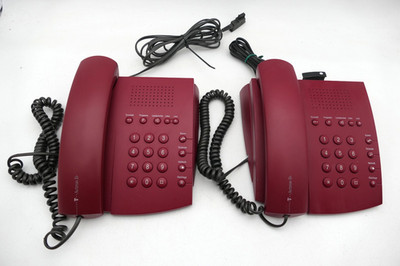 2x Deutsche Telekom Actron B Telefon Festnetz Tischtelefon Rot Vintage