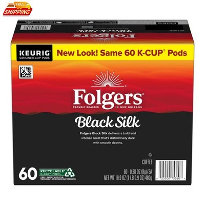 Folgers Black Silk Dark Roast K Cup Pods 60 Count Keurig Free Shipping