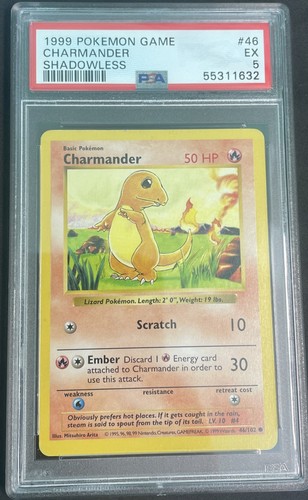 Charmander (Shadowless) graded PSA 5 for sale on eBay