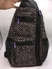 Thirty One Sling Back Bag Backpack Adjustable Lil Scribble Black White Purple