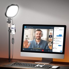 Ring Light with Stand, Adjustable Desktop Light with Phone Holder, CRI 97 , V...