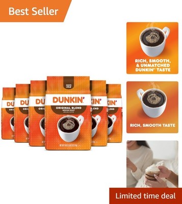 6 x 18oz Dunkin'  Blend Medium Roast: Organic Ground Coffee Packs
