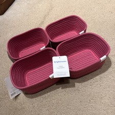 4 × Cesta de cuerda enrollada Brightroom rosa 8x6x4 en poliéster tejida 3,3 libras