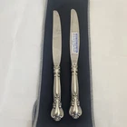 2 Gorham Chantilly Sterling Handle Stainless Blade Dinner Knives 9 3/4” NO Mono