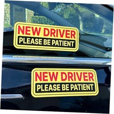 Non-Magnetic New Driver Stickers - Removable Vinyl Decals for Cars  2 Yellow