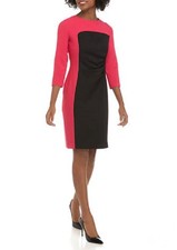 NEW NINE WEST BLACK PINK COLOR BLOCK CAREER  SHEATH DRESS SIZE 8