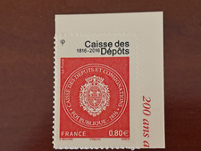 2016 -Timbre 1° Tirage du feuillet "CAISSE DES DÉPOTS"  Papier Brun Jaune NEUF**