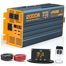 2000W Pure Sine Wave Power Inverter DC 12V to 110V 120V AC with 4 2000W- 12V