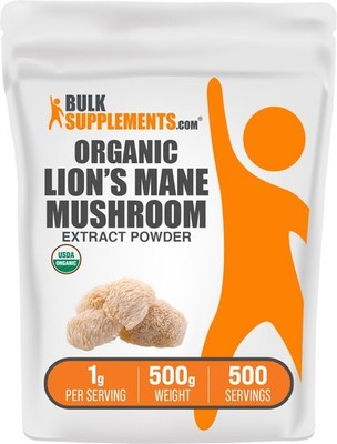 BulkSupplements.com Organic Lion's Mane Mushroom 17.64 Ounce (Pack of 1)