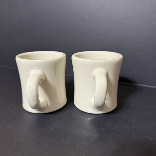 White Ceramic Stamped Victor Mugs From World War 2 Era Heavy Round Smooth - Picture 2 of 6