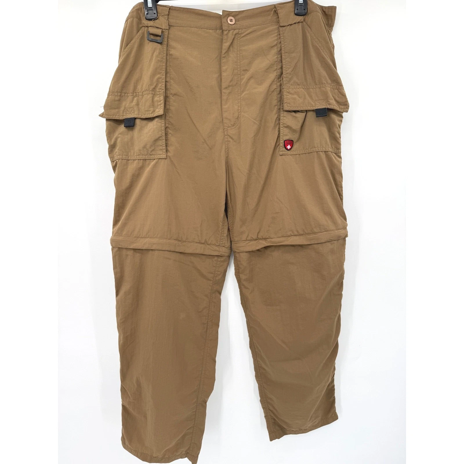 Suisse Sport Convertible Cargo Pants Mens XL Brown Nylon Hiking Zip Off Outdoor
