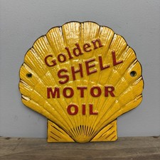 Cast Iron Shell Motor Oil Sign - Man Cave / Garage Plaque