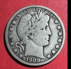 1909 US Barber SILVER Half Dollar "Philadelphia" Mint! "LIBERTY" Shows! FINE!