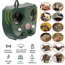 Solar Ultrasonic Animal Repeller Motion Sensor & LED Flashing IPX6 Waterproof
