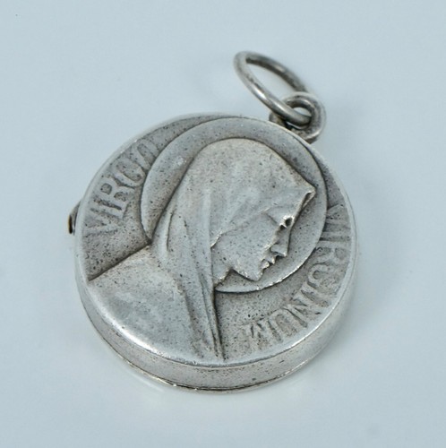 Antique French 800 Silver Jesus Mary Catholic Rosary Locket Pendant Religious - Picture 3 of 9