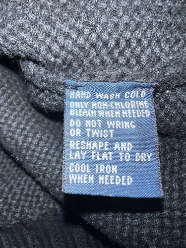 VTG Polo Ralph Lauren Sweater Men Size XXL Black Linen Blend Henley Mock Neck - Picture 18 of 19