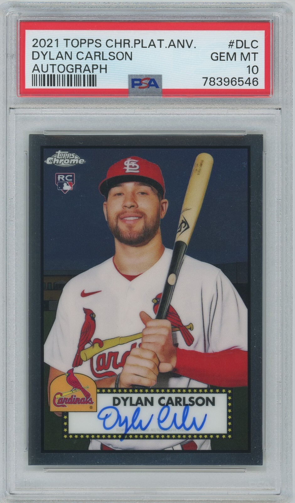 DYLAN CARLSON (PSA 10) 2021 Topps Chrome Platinum Anniversary RC AUTO