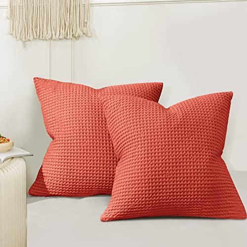 PHF 100 Cotton Waffle Weave Euro Shams Pillow Covers 26" x 26", No