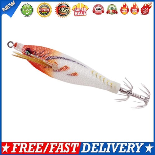 Luminous Fishing Lure Squid Jigs Artificial Squid Hook Fish Bait (Orange White)