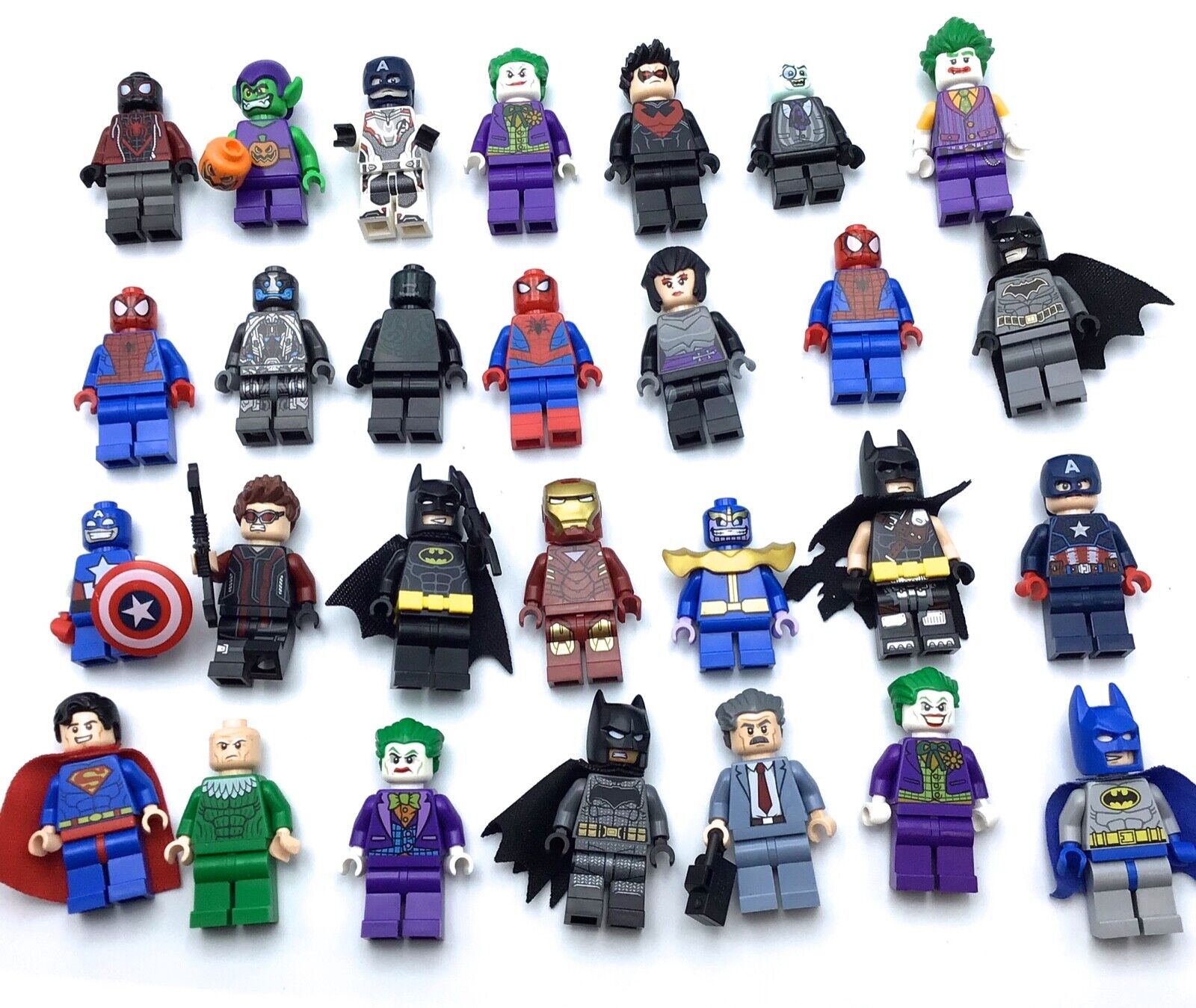 LEGO LOT OF 28 SUPER HERO MINIFIGURES DC MARVEL IRON MAN JOKER BATMAN & MORE