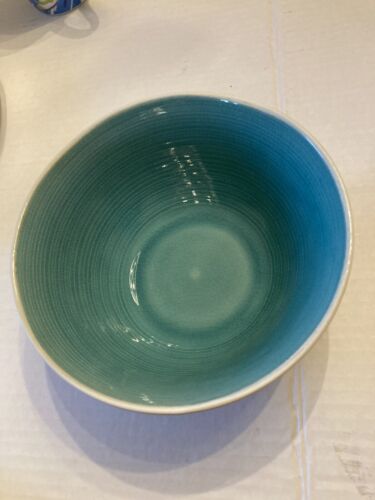 Pier 1 One Soup Cereal Bowl Midori Crackle Turquoise Stoneware Pre-loved - Picture 1 of 4