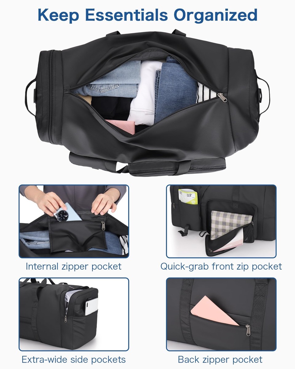Reistas groot 120L sporttas XL voor heren, zwart, 81 cm x 38