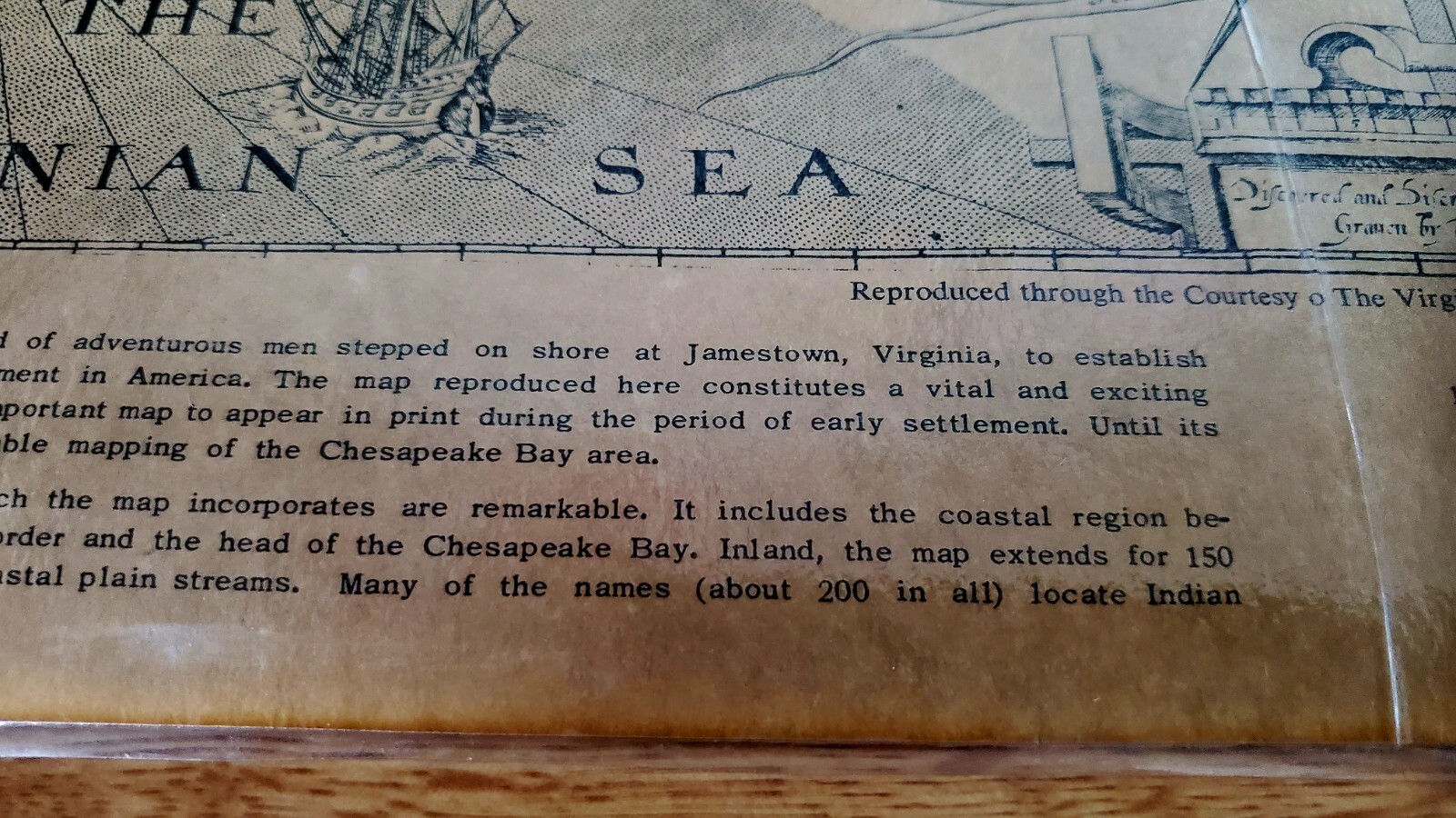 Antique Reproduction of 1612 Virginia Map Made by Virginia Historical Society