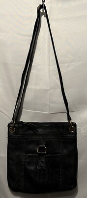 The SAK Black Leather Crossbody Shoulder Bag PURSE Phone Slit