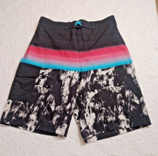Wonder Nation Boys XXL 18 Teen Board Swim Shorts Pre-Owned Multi-Color Black