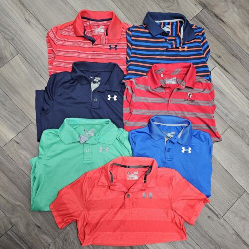 Under Armour Youth Hear Gear Loose Fit Polo Golf Shirts Lot Large 14-16 - Afbeelding 1 van 12