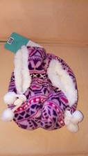 Sherpa Lined Cozies Slippers Womens S/M 6-7.5 Purple w/ pink and white designs