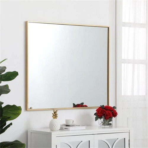 Elegant Decor Eternity 36" x 30" Contemporary Metal Frame Mirror in Brass - Picture 9 of 12