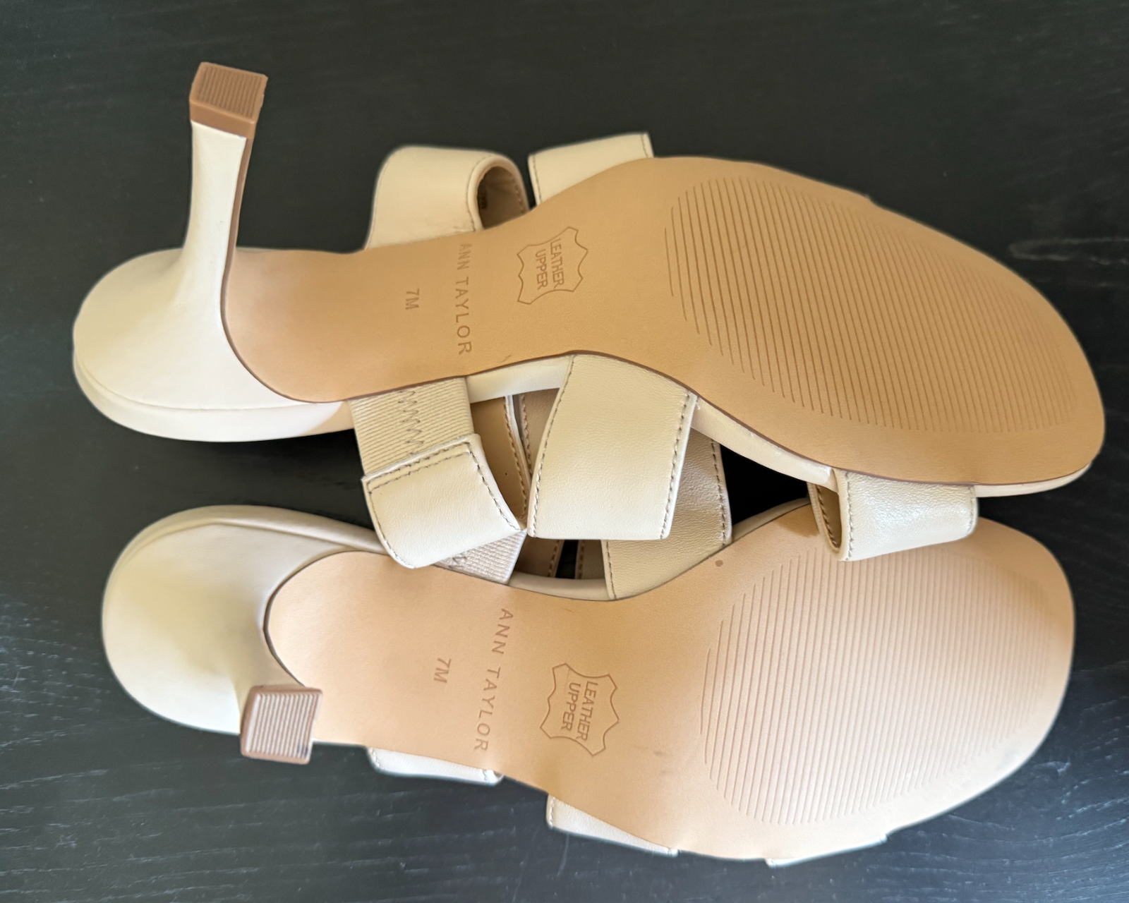 APL NUOVI SANDALI ANN TAYLOR PELLE AVORIO TRE CINTURINI SCARPE TACCO ALTO TAGLIA 7