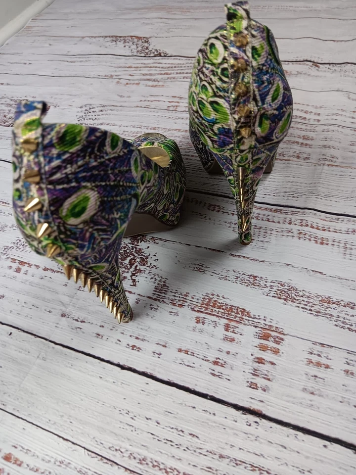 Shi by Journey Shoes Women's 8 Lavender Green Peacock Pumps Heel - Image 3 of 4