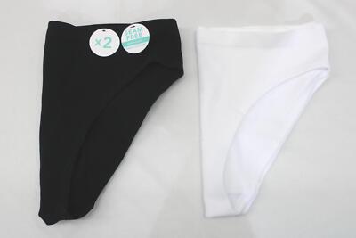 Dorina Women's 2-Pack Classic Ribbed Brief Underwear AH4 Black/White Size XL NWT