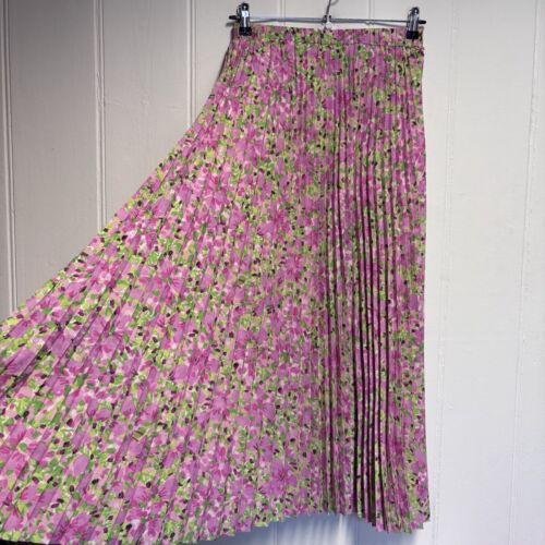 & Other Stories Pleated Skirt Size Small Pink Floral Midi Summer Holiday - Picture 10 of 12