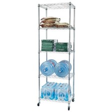 71" Rolling 5-Tiers Storage Wire Shelving Heavy Duty w/4Wheel for Garage Kitchen