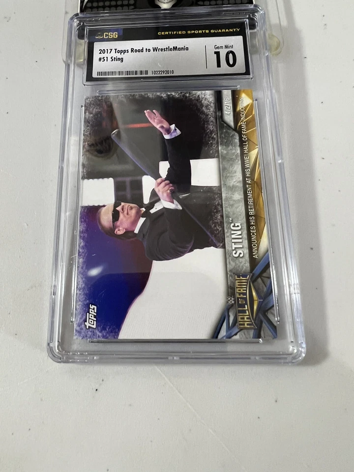 sting 2017 topps road to wrestlemania #51 hall of fame csg 10 Icon Wcw Tna Aew - Image 2 of 4