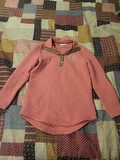 Marley Lilly Quilted Pink Monogram Button Pullover  Sweater Women's 