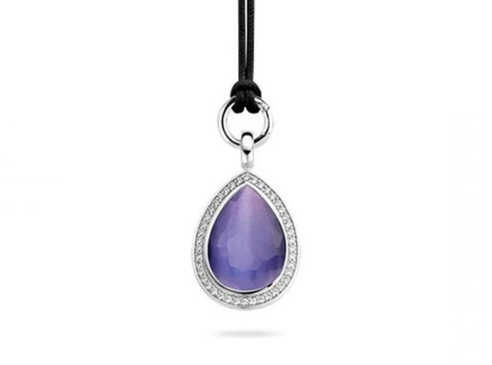 Collana Ciondolo Ti Sento Milano Necklace 6651CL argento Pendente Viola Goccia - Immagine 2 di 2