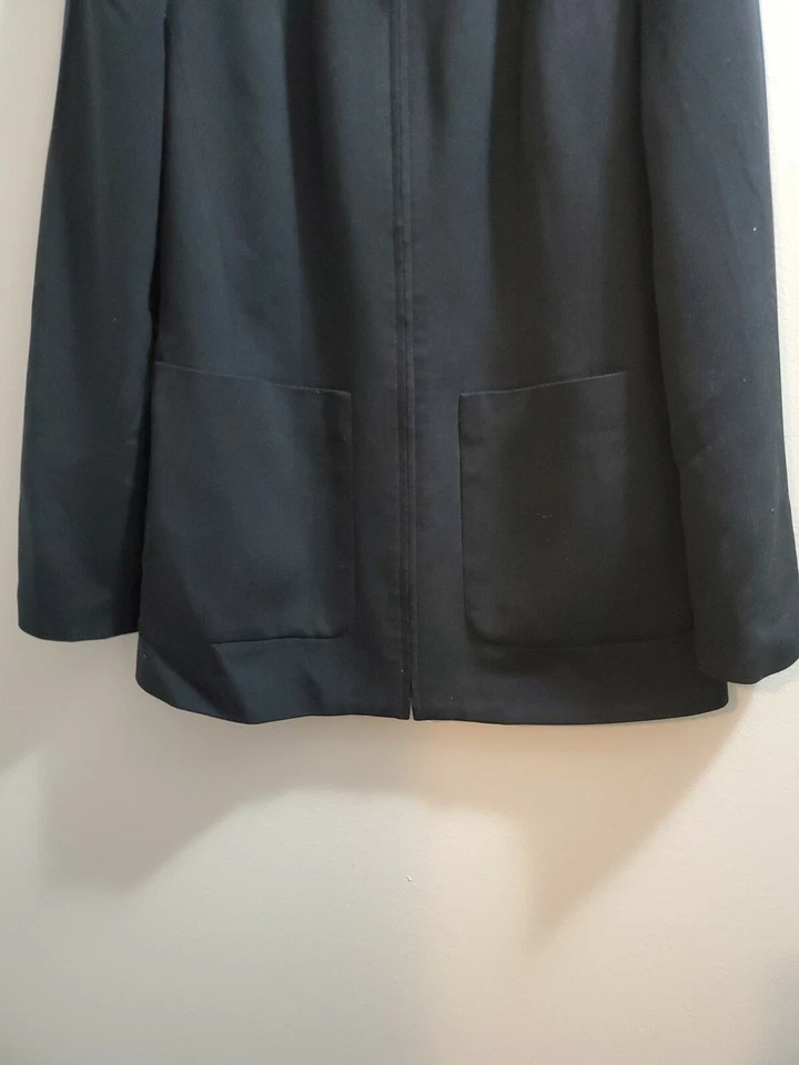 Blazer Henri Bendel mezcla de seda y lana para mujer talla 4 negro cierre de cremallera/usado en excelente estado Foto 2 de 4