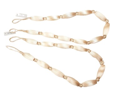 2 Karamell Creme Vorhang Perlen Seil Raffhalter Pimlico Paar Stoff Raffhalter Gardine