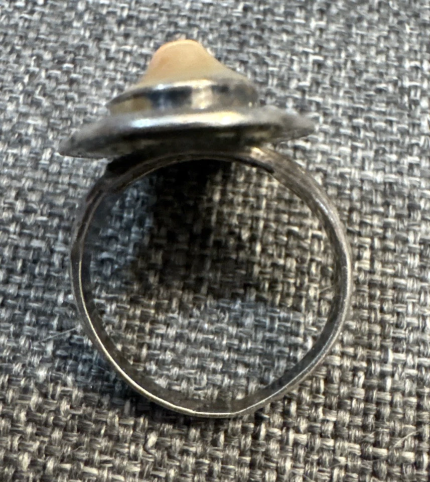 复古古董 Blister 珍珠和纯银戒指 新艺术风格 尺寸 4 1900 年代 — 第 4/4 张图片