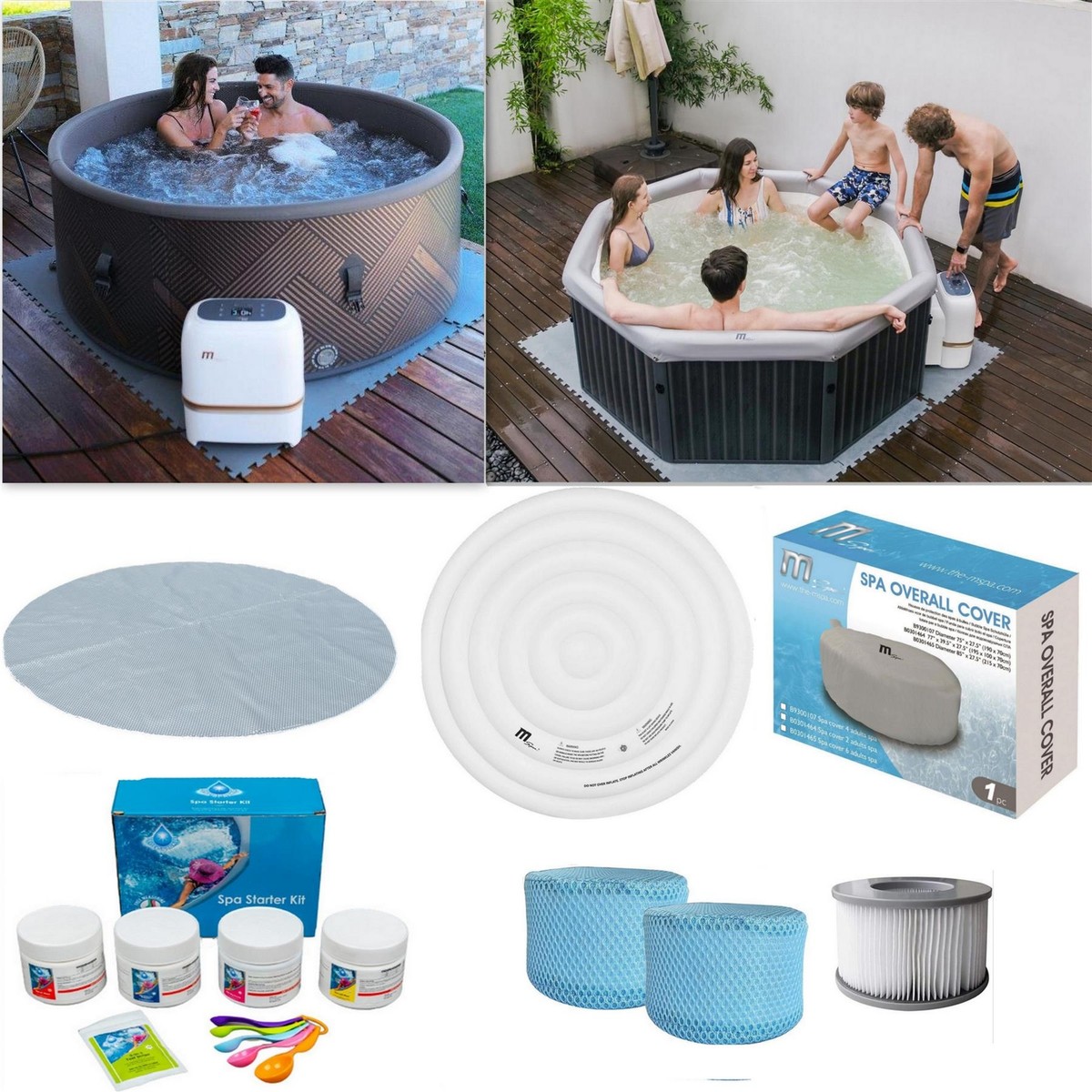 Inflatable Hot Tub 4/6 Persons Bladder Spa Covers Filters Chemical