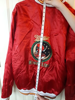 RARE 80s REVERSIBLE Miller Red/ Blue Embroidered Jacket Satin Sz