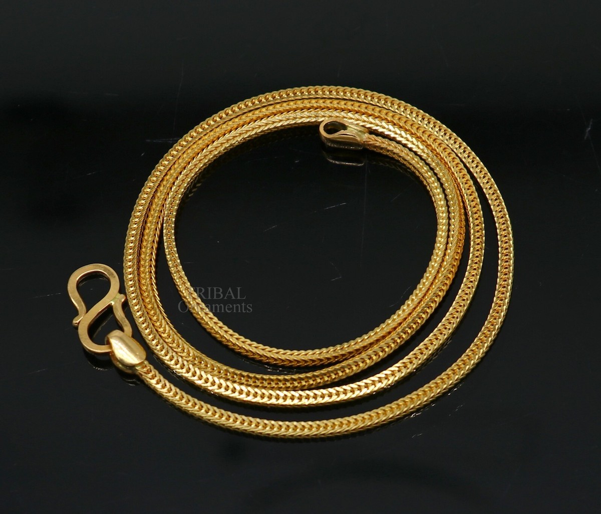 2karat yellow gold handmade wheat chain foxtail chain necklace