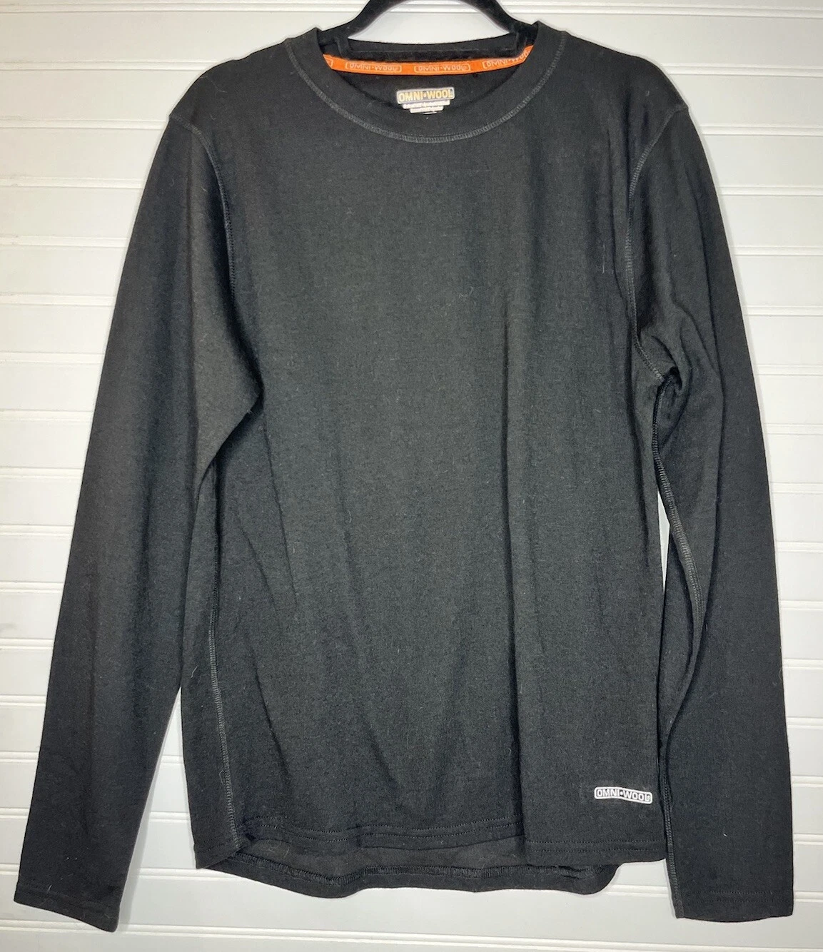 Omni Wool Base Layer Thermal Top Shirt Polyester Wool Blend Quick Dry Black Larg